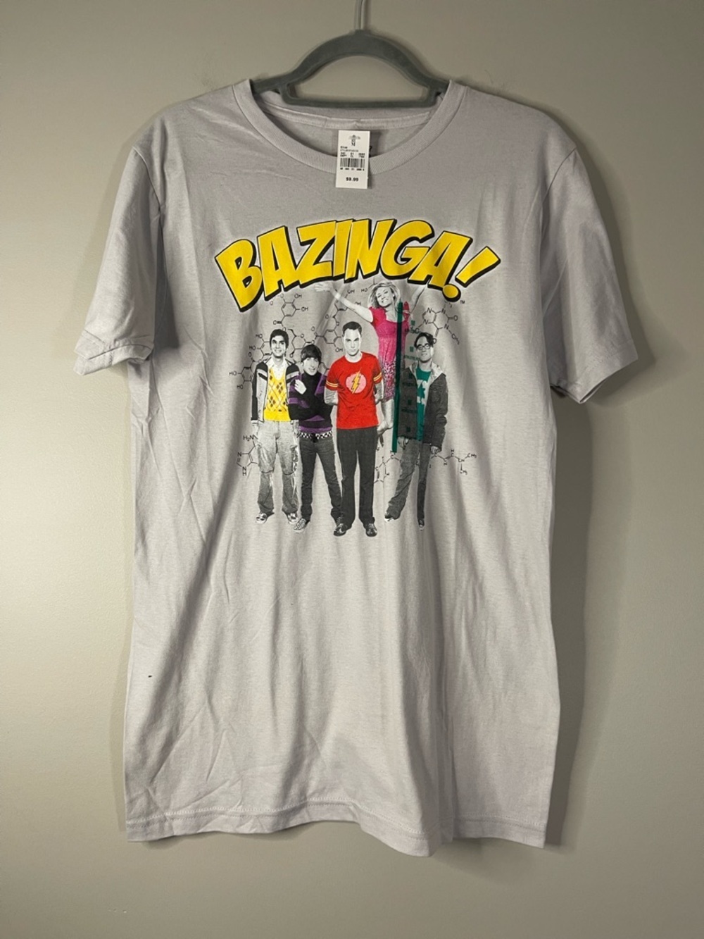 Big Bang Theory Light Gray Graphic Tee with Yellow Accent